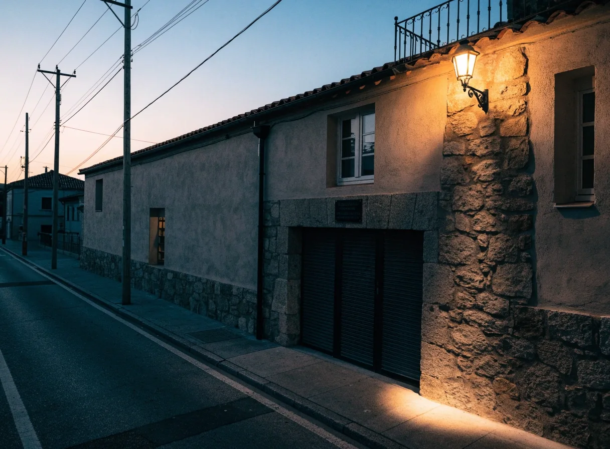 Pasillo de una oficina municipal española con sillas de espera y luz de tarde