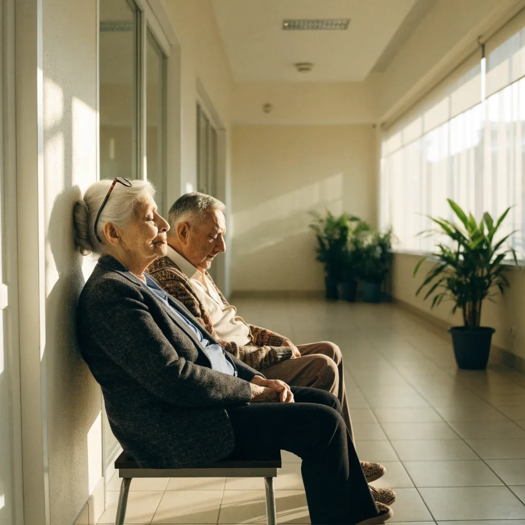 Sala de espera de un centro de salud con luz de tarde